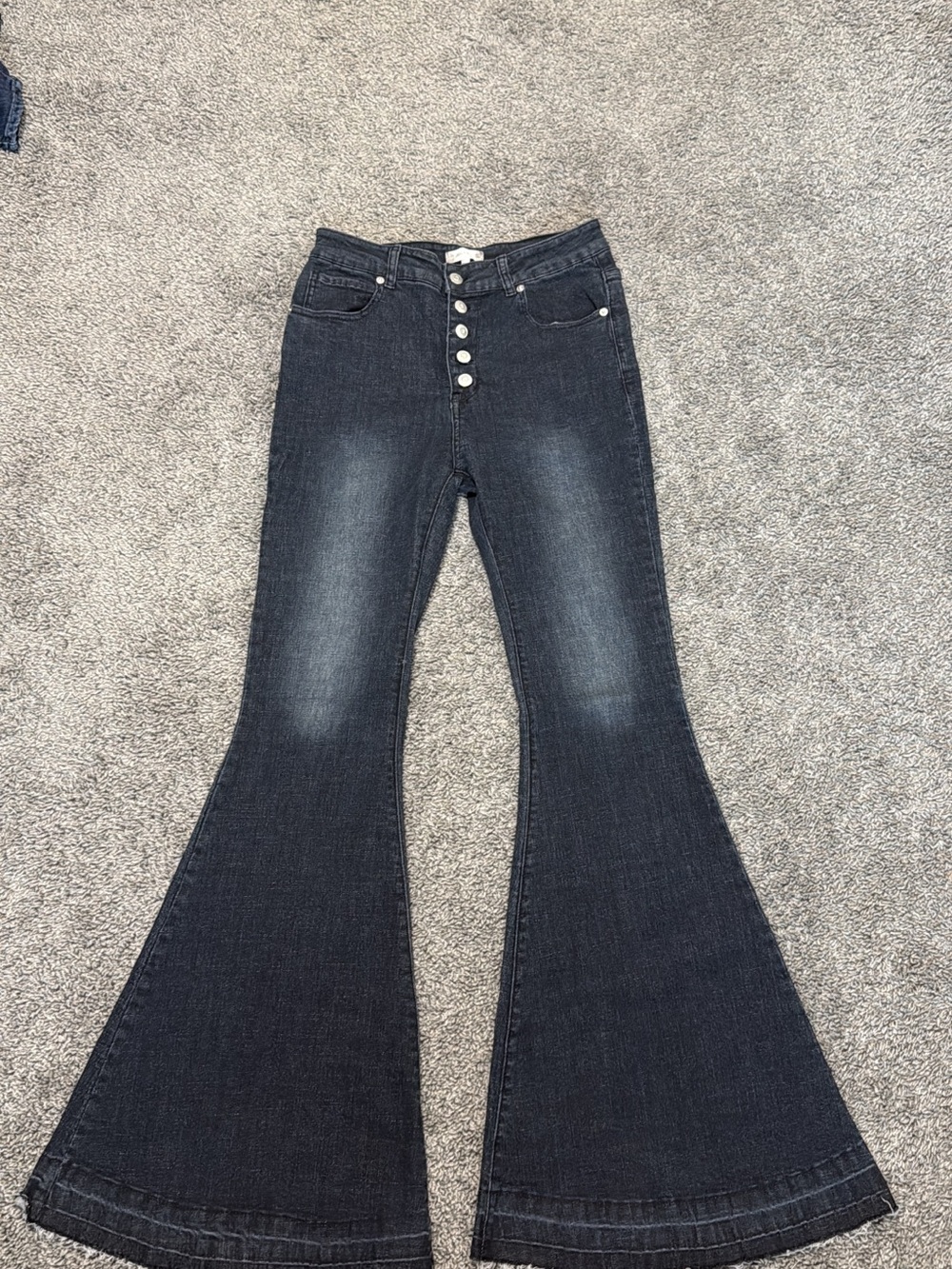 Altar'd State Black Faded Flare Jeans with Button Fly